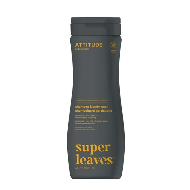 ATTITUDE super leaves, Shampoo & Body Wash, Ginseng & Grape Seed Oil