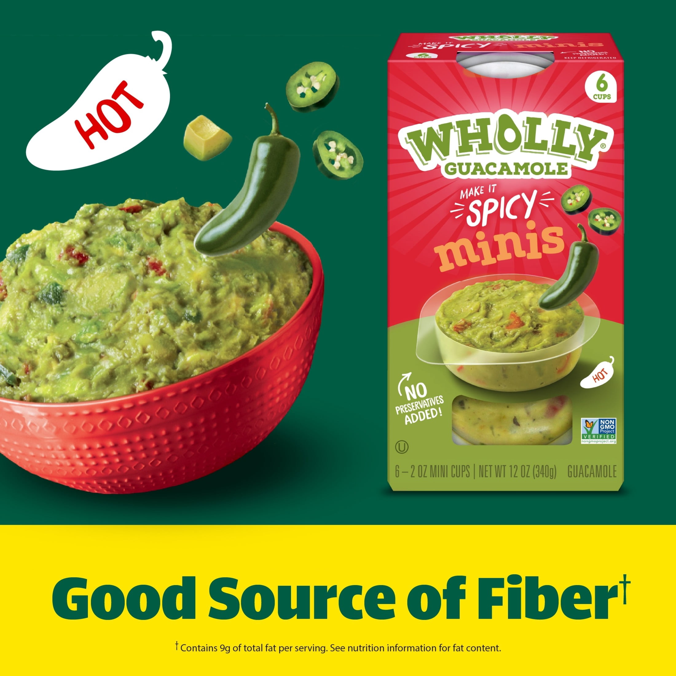WHOLLY Guacamole Spicy Minis 6 Pack - Single Serve Individual