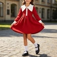 thumbnail image 2 of Busydd Girls Knit Long Sleeve Dress 1-8 Years Fashion Comfy Solid Color A Line Fall Dress Casual Cute Knee Length Girls Sweater Dresses 5-6 Years, 2 of 10