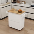 thumbnail image 6 of Kitchen Trolley Carts On Wheels Rolling Kitchen Island Cart With Rubberwood Countertop, With 1 Drawer 2 Doors, Towel Rack, For Kitchen Garage Home Office, 6 of 9