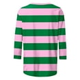 thumbnail image 6 of Women's Striped Plus Size Tshirts 3/4 Sleeve Colorblock Trendy Tops Casual Tees for Fall Spring Summer (M, Pink), 6 of 6