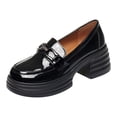 thumbnail image 4 of Womens Loafers Shoes Platform Chunky Penny Loafer Lug Sole Comfortable Heeled Slip on Work Business Casual Dress Shoes Black Size 8.5, 4 of 4