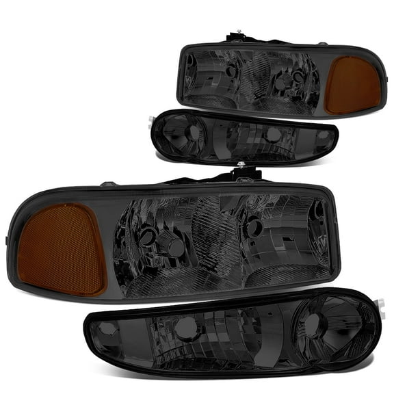 DNA Motoring For 01-06 GMC Sierra Yukon Denali Headlight Bumper Parking Lamps Pair Set Smoked/Amber