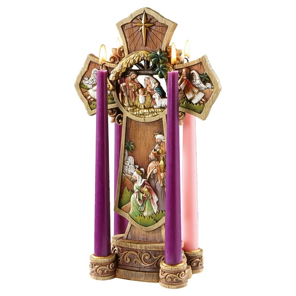 Creative Brands Avalon Gallery - Wreath Advent Candleholder, 13-Inch, Cross
