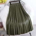 thumbnail image 2 of Skirts for Women Pleated Extended Elastic High Waist A Line Pleated Pu Leather Skirt Womens Clothes Green One Size, 2 of 3