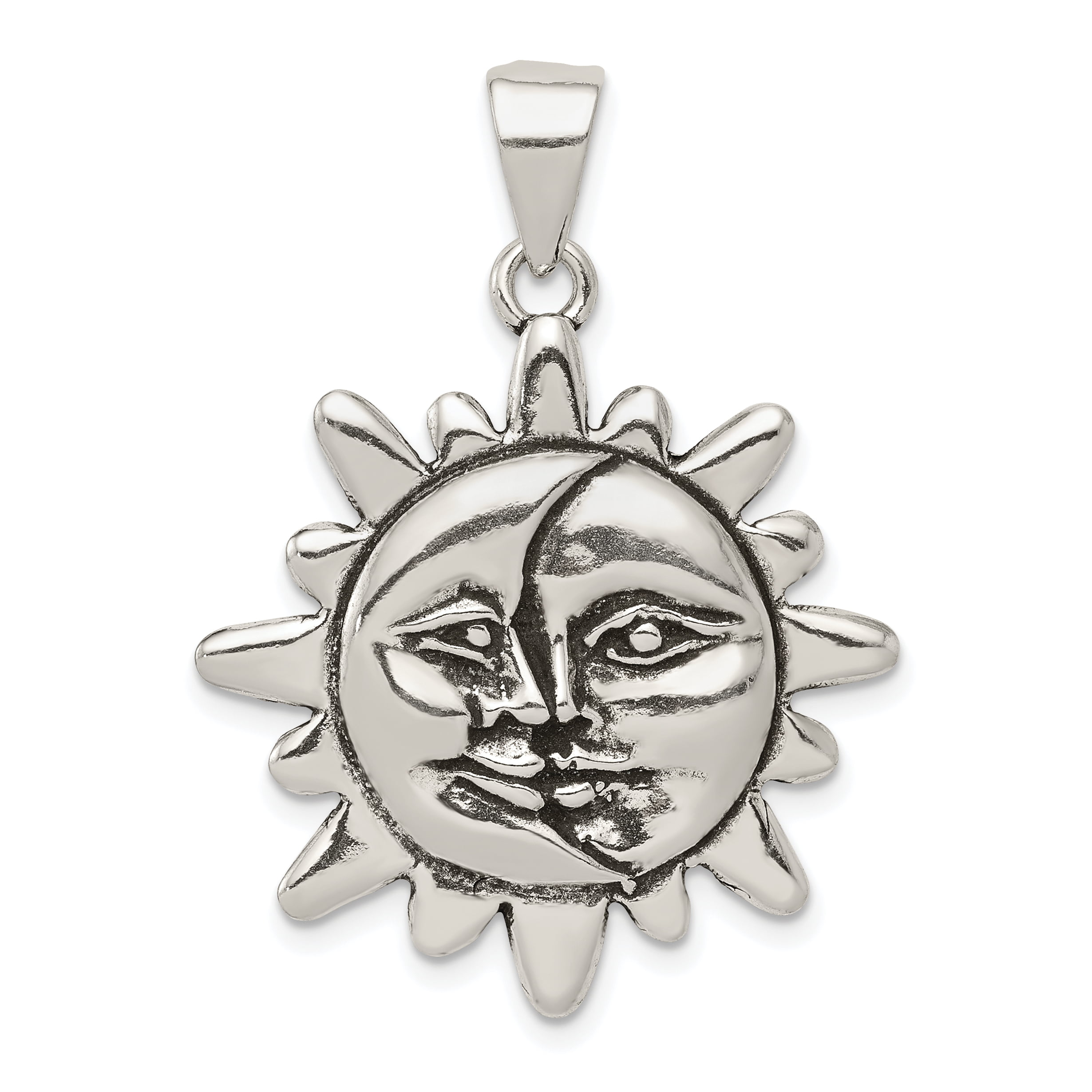 på omfattende Banzai 925 Sterling Silver Sun Half Moon Face Pendant Charm Necklace Outdoor Nature  - Walmart.com