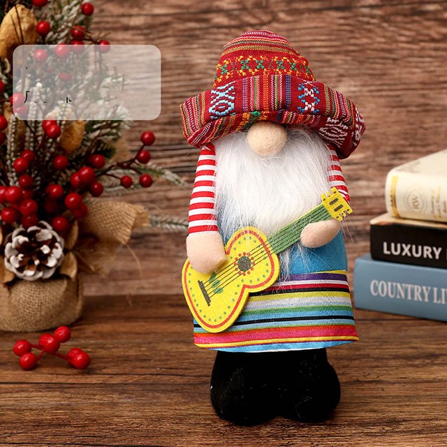 Aqestyerly Rudolf Gnome Music Box - Christmas Decor with Wide-Brimmed Hat for Festive Home Displays