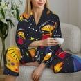 thumbnail image 6 of Picia Dinosaurs in Space Pattern Women’s Long-Sleeve Sleepwear Set - Soft 2-Piece Loungewear with Pockets, Comfy PJs for Relaxing Nights-Large, 6 of 7