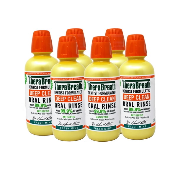 6 Pack - TheraBreath Deep Clean Mouthwash, Alcohol Free, Fresh Mint, 16 fl oz