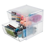 deflecto Two Drawer Cube Organizer, Clear Plastic, 6 x 7-1/8 x 6