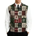 thumbnail image 3 of Kixjoy Christmas Sweater Vest Men Formal Sleeveless Ribbed Sweaters Business V Neck Knit Vest Top Regular Fit Cable Stretch Pullover Tops, Army Green XL, 3 of 7