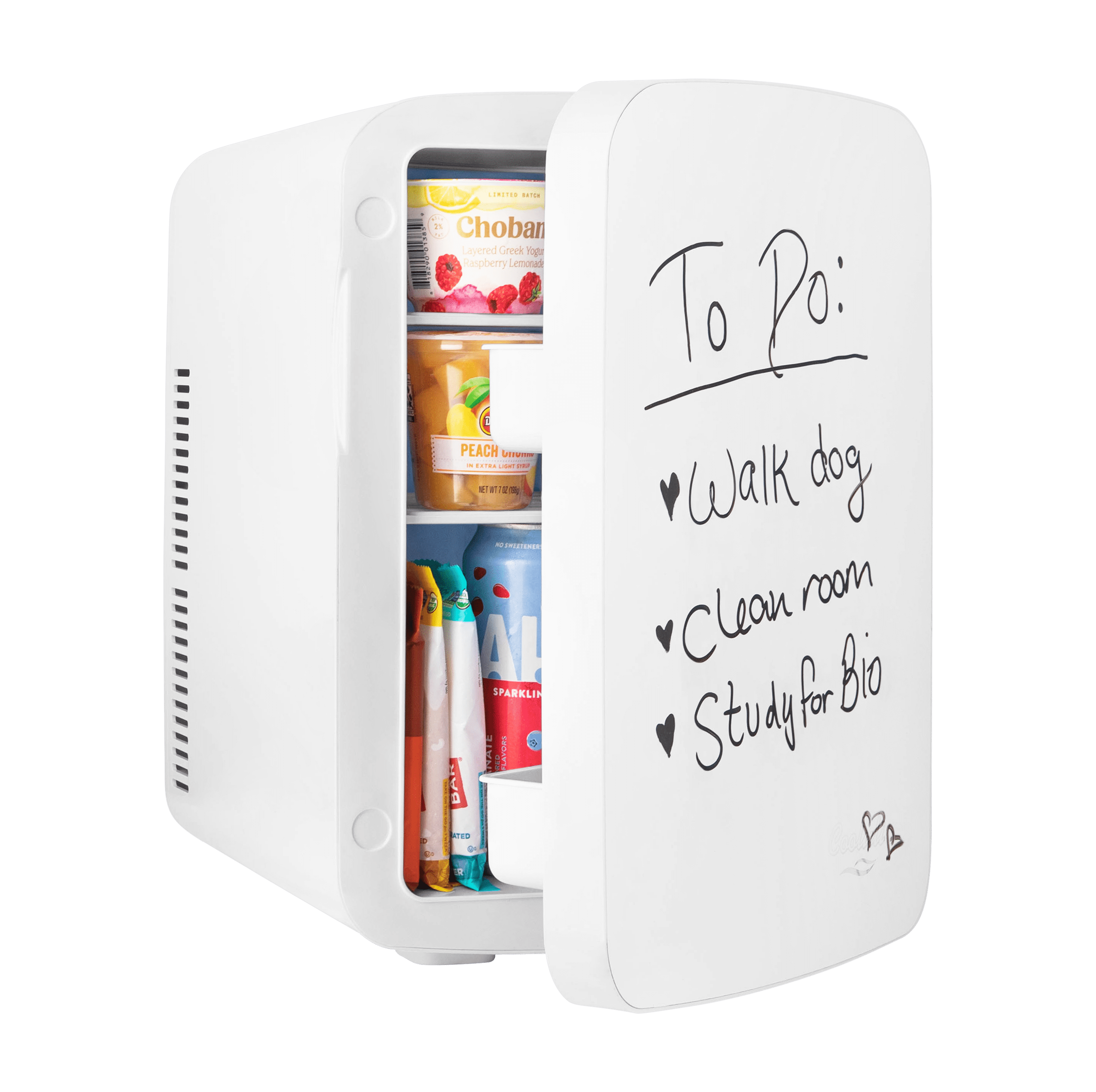 Cooluli Vibe White 15 Liter Compact Portable Cooler Warmer Dry Erase Whiteboard Mini Fridge for Bedroom, Office, Dorm, Car - Great for Skincare & Cosmetics (110-240V/12V)