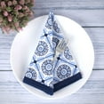 thumbnail image 4 of Fingercraft Cloth Napkin, Cotton Linen Blend Printed Table Napkins, Soft and Absorbent Fabric, 12 piece , 20x20In Medallion Blue, 4 of 7
