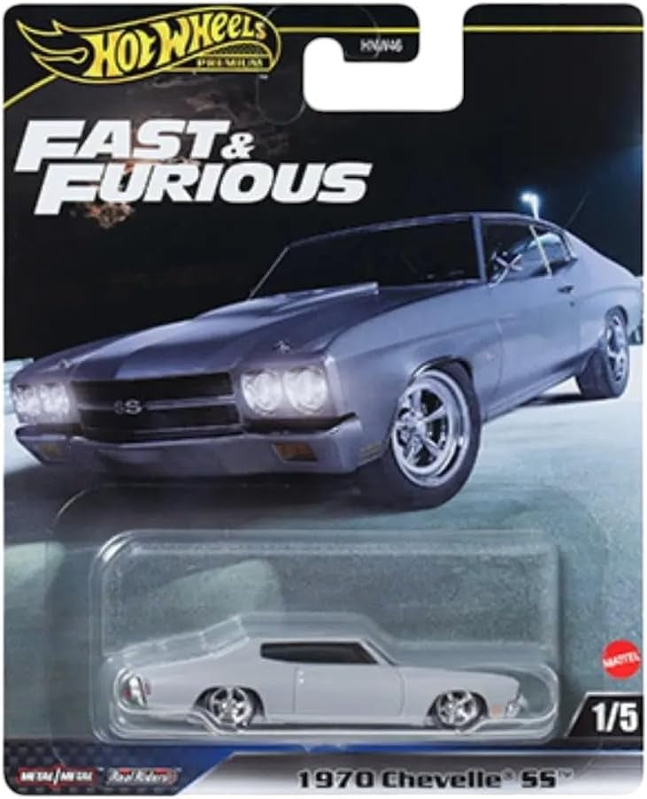 Hot Wheels Fast & Furious Premium Die-Cast Cars Collection, 5-Pack Set, 1970 Chevelle SS, Dodge Viper, Nissan 370Z, Land Rover Defender, McLaren Senna HNW46-956J