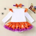 thumbnail image 5 of Gelikeya Halloween Baby Girl Clothes 0-12 Months Long Sleeve Tutu Dress + Cute Pumpkin Headband 2PC Cartoon Printed Outfits, 5 of 5