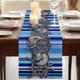 thumbnail image 3 of Table Runners 70 Inches Long Dress Scarves, Vintage Anchor Nautical Farmhouse Coffee/Dining/Kitchen Table Decor, Holiday Table Runner, Coastal Blue Striped 13x70 Inch, 3 of 9