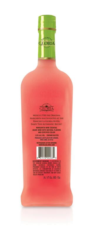 Rancho La Gloria Strawberry Margarita Wine Cocktail, 13.9% ABV, 750ml Glass Bottle, 5-150ml Servings