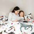 thumbnail image 5 of Manfei Farm Animnal Horse Queen Comforter Set,Rustic Farmhouse Cabin Bedding Sets,Retro Pink Flower Floral Bedding Comforter Set For Girl Boy,Microfiber Bedroom Decor Reversible,3 Pieces, 5 of 8
