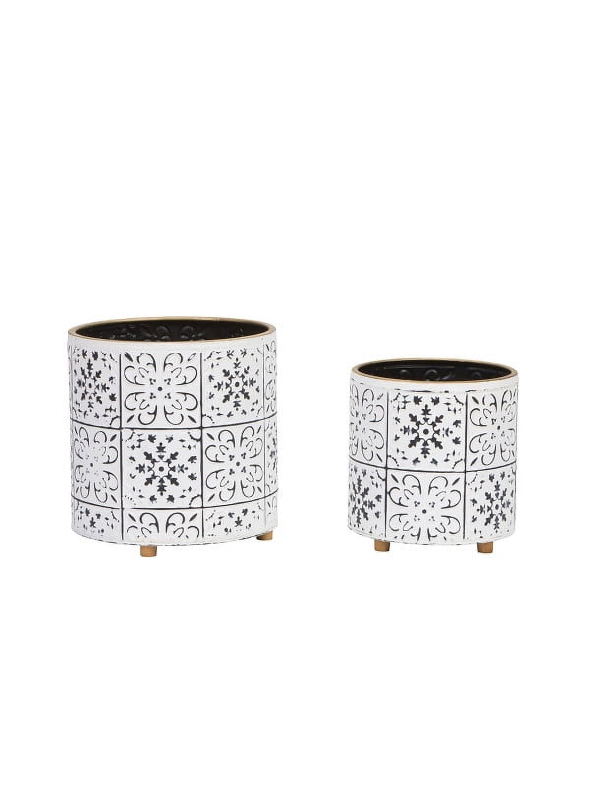 Tristan White Planter Pot with Peg Leg Planter Base - (Small & Medium Set)