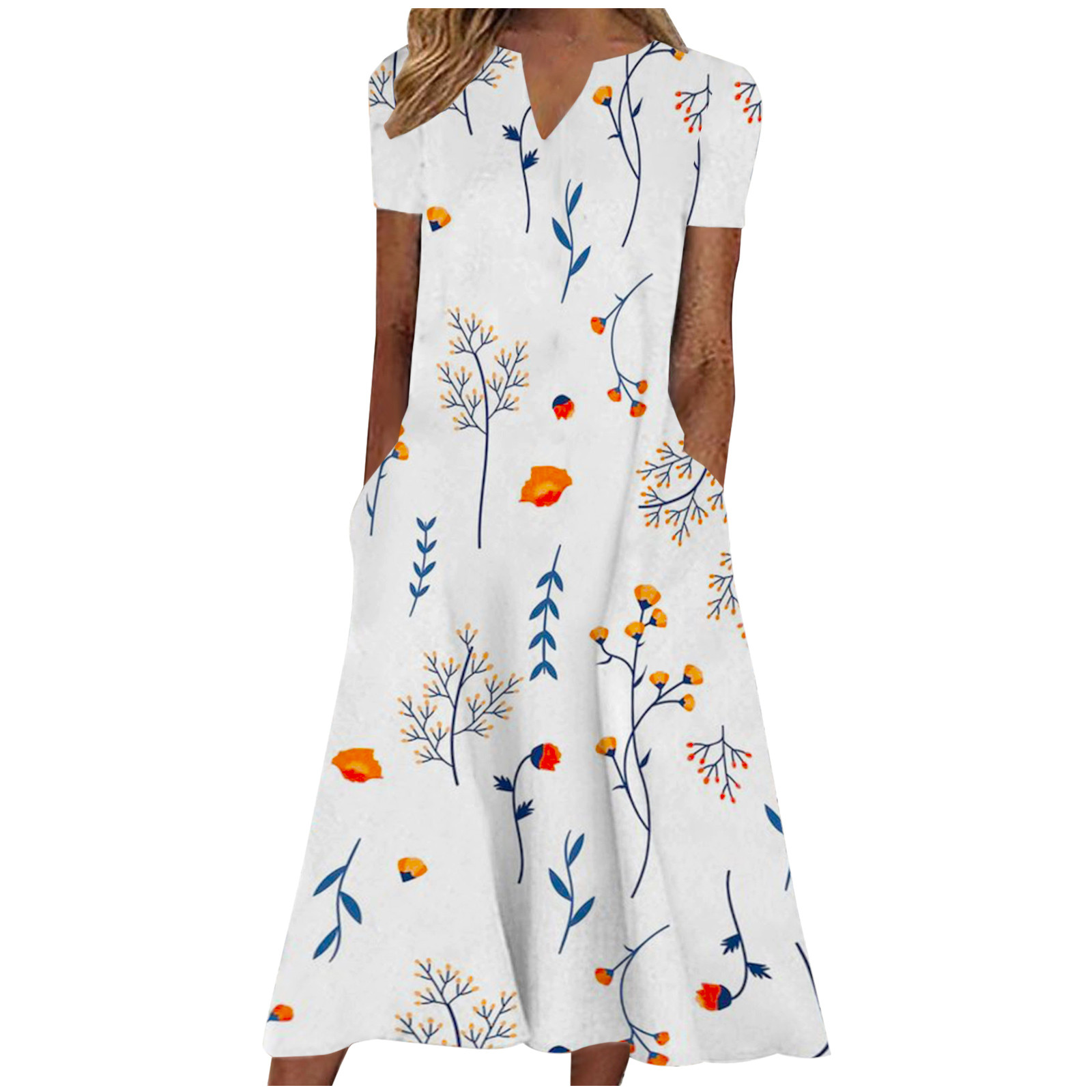 SMihono Womens Long Flutter Dress Summer Fall Trendy 2023 Notch Neck