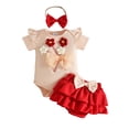 thumbnail image 2 of Avtoify Toddler Rompers, Fall Toddler Girl-dimensional Bow Short Sleeved Shorts+headband Piece Set Short Crawling, 2 of 9