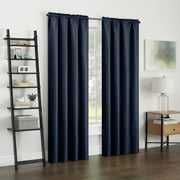 Eclipse Samara Solid Blackout Curtains, Single Curtain Panel, 84 Inch Long Blackout Curtains, 42 W x 84 L, Indigo