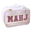 thumbnail image 1 of Pink Purple Multicolor Clear Mahjong Storage Bag, Waterproof Zippered Organizer, Portable Tile Case, 1 of 6