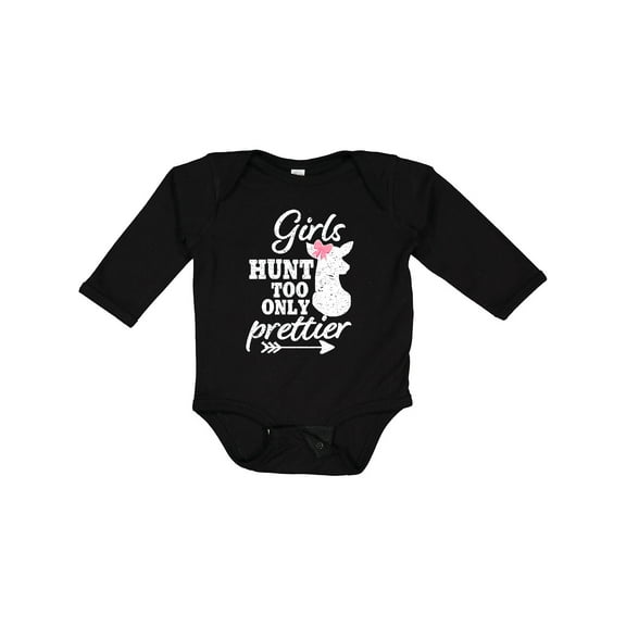 Inktastic Hunting Girls Hunt Too Only Prettier with Doe and Arrow Girls Long Sleeve Baby Bodysuit