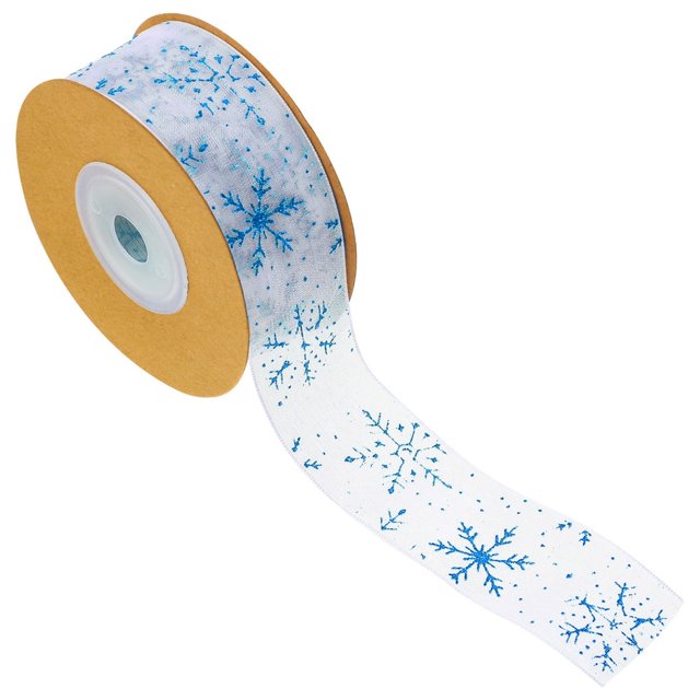 HLONK 1 Roll of Christmas Ribbons Snowflake Patterns Decorative Ribbons DIY Xmas Gift Box Banquet Ribbons