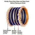 thumbnail image 6 of Efulgenz Indian Bangle Set Faux Pearl Bracelet Blue Bangle Velvet Bangles Wedding Bridal Jewelry for Women (17 Pcs) Size-2.8, 6 of 6