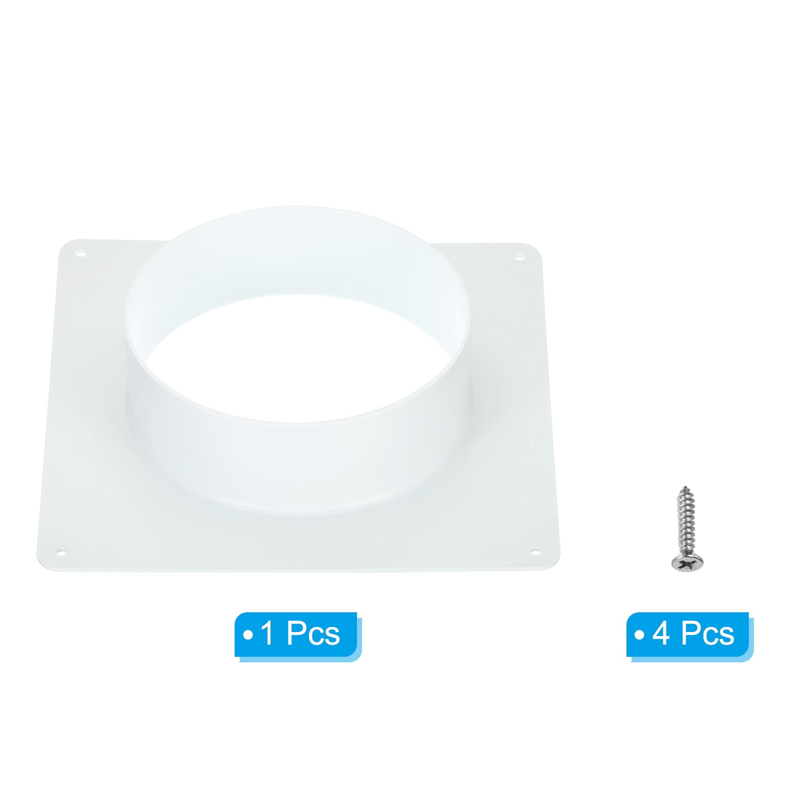 Uxcell Duct Connector Flange Dryer Vent Wall Plate Square to Round Straight Ducting Plate White 6"