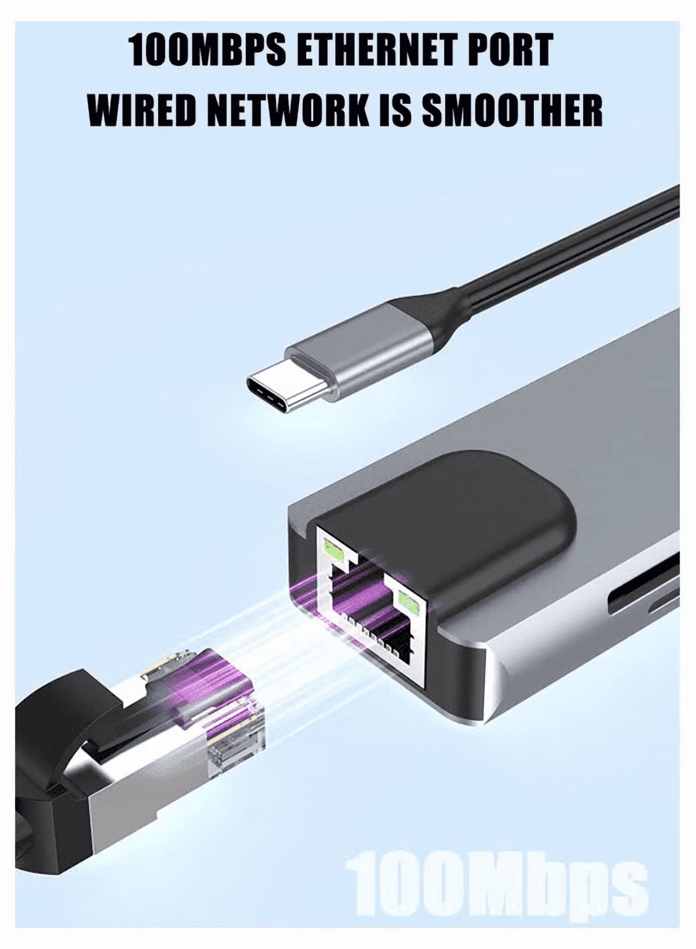 USB C Hub 8-in-1 Adapter with 4K HDMI, 100W PD Charging, 3 USB 3.0 Ports, Ethernet Port, SD/TF Card Reader, USB-C Multiport Hub Compatible with MacBook, Windows Laptop, iPad, Android