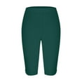 thumbnail image 4 of Timegard Summer Shorts for Women Elastic Waist Short Leggings Slim Comfy Solid Color Knee Length Pants, 4 of 5