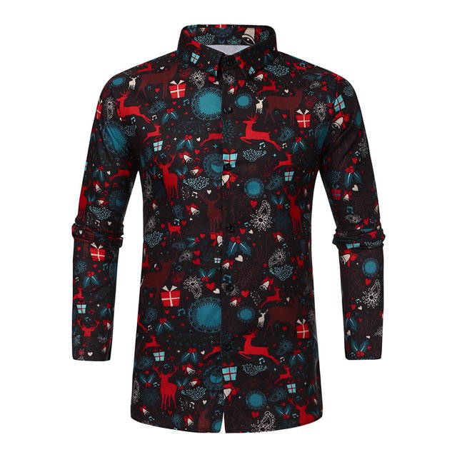 Camisas Navideñas Para Hombre Otoño Invierno Moda Casual Manga Larga Top Odeerbi ODB207321
