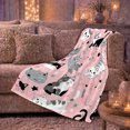 thumbnail image 6 of Whimsical Cartoon Cats Pink Playful, Playful Pet Portrait Pattern, Warm Flannel Blanket for Living Room and Reading Nook, Cat Lovers Friendship Gift, Pet Lover Home Decor, 6 of 9