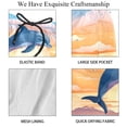 thumbnail image 4 of Men's Shorts Casual Elastic Waist Drawstring Summer Beach Shorts,Sea Dolphins Jumping Moon,M, 4 of 5