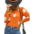 thumbnail image 3 of Wassery Women Knitted Sweaters Crew Neck Flower Pullover Tops Lady Solid Casual Jumper Autumn Winter Female Long Sleeve Sweaters Streetwear, 3 of 9
