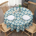 thumbnail image 3 of Blue Daisy Flower Floral Pattern Round Tablecloth 60"x60",Wrinkle Wipeable Table Cloth for Kitchen Dining Room Picnic Patio Party, 3 of 6