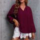 thumbnail image 3 of Túnica de encaje de ganchillo para mujer, blusas de gasa con manga larga y cuello en V, camisas con cordón de punto suizo, 3 of 6