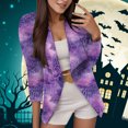 thumbnail image 2 of Chaquetas de traje de lentejuelas Damas Halloween Lindo animados Estampado Moda Exquisita,blazer moda（Morado， S), 2 of 5
