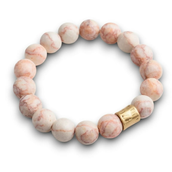 Red Vein Jasper Genuine Semi Precious Beaded Stretch Bracelet 12mm Natural Gemstone Jewelry