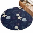 thumbnail image 2 of Round Area Rugs 3.3Ft, Nautical Coastal Non-Slip Washable Circle Rugs Carpet, Ocean Beach Starfish Shell Conch Navy Blue Indoor Outdoor Rug Floor Mats Throw Runner for Bedroom Living Room Bathroom, 2 of 8