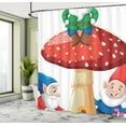 thumbnail image 4 of Ambesonne Fantasy Shower Curtain, Gnomes with Funny Puffballs, 69"Wx70"L, White Beige Scarlet, 4 of 4