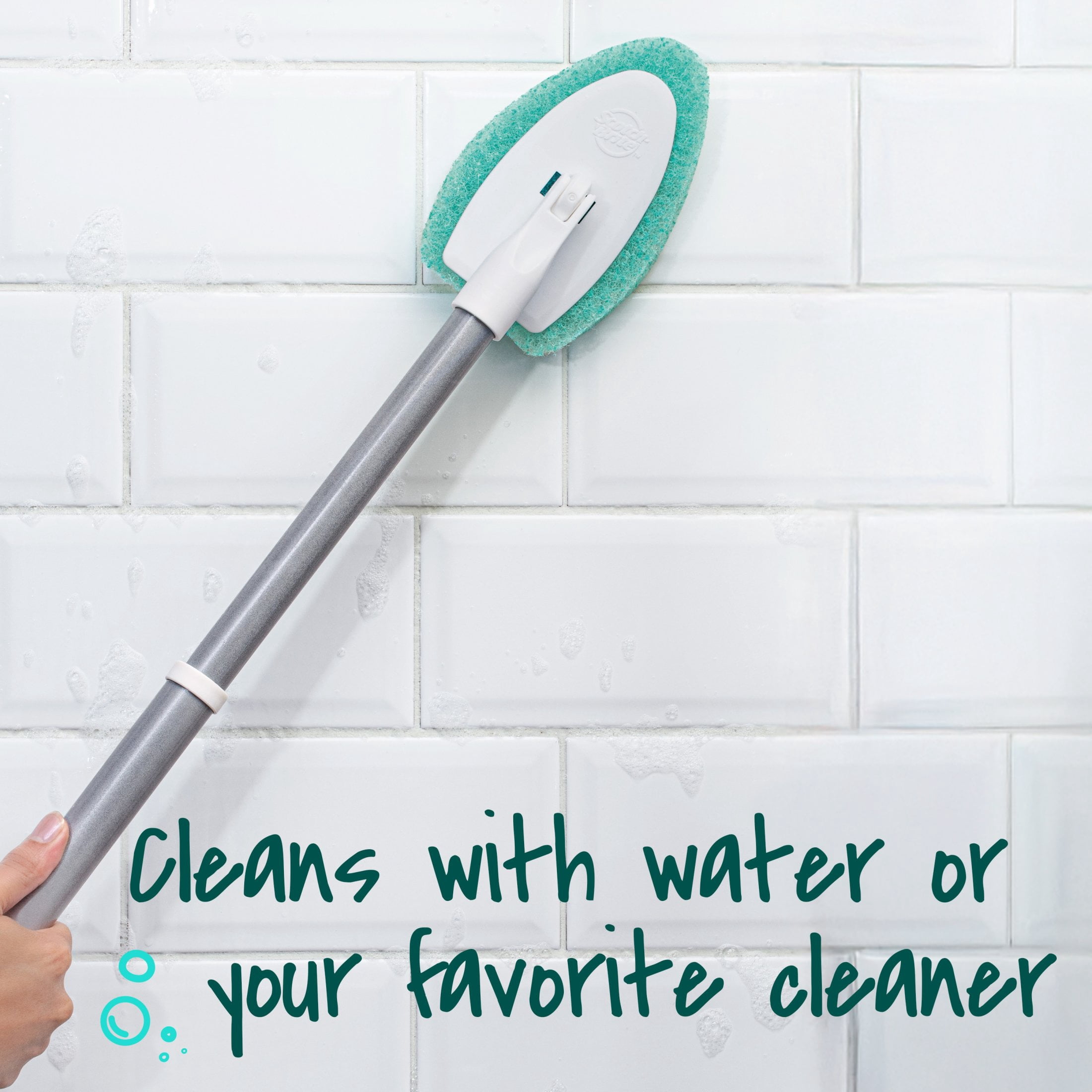 (3 pack) Scotch-Brite Extendable Tub & Tile Scrubber Kit, 1 Handle and 3 Non-Scratch Scrubber Pads