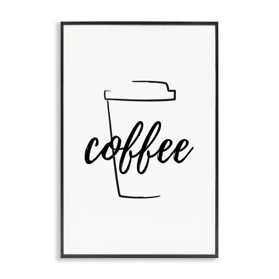 Stupell Industries Minimal Coffee Cup Food & Beverage Painting Black Framed Art Print Wall Art, 12 x 18