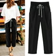 thumbnail image 2 of Giftesty Pants for Women Clearance Women's Fashion Casual Solid Color Elastic Cotton and Linen Trousers Pants, 2 of 5