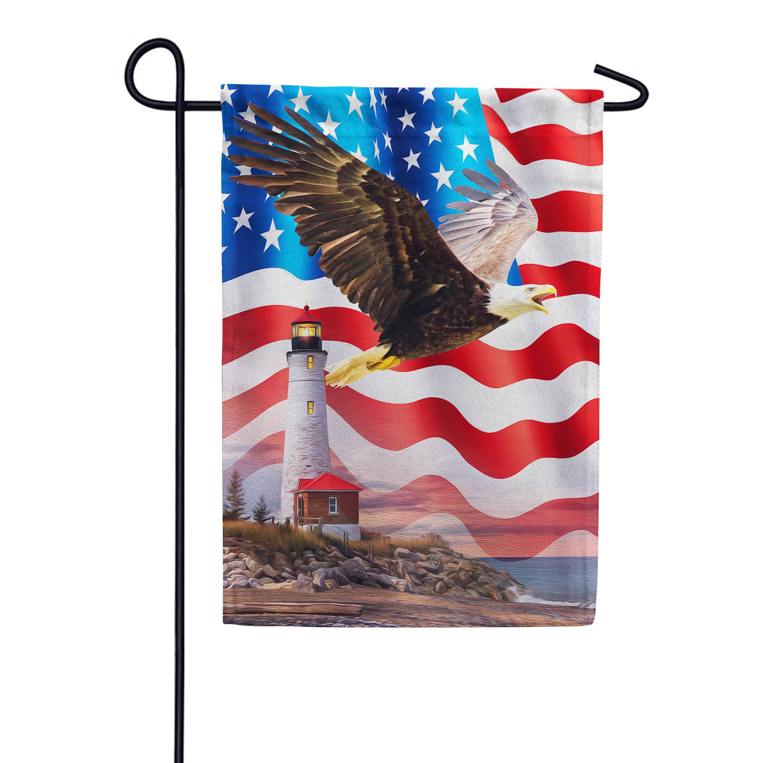 12" x 17" Tin Metal Sign Proud Americans Always Welcome Patriotic Bald Eagle USA 