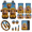 Calf American Flag Pattern, variant on Geometric Sunflower 17 Pcs Car Seat Cover Sets for Car Owner, Breathable Key Ring with Wear-Resistant Vehicle Cup Pad for Cars Interior
