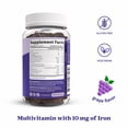 thumbnail image 3 of BeLive Iron Gummies - Multivitamin with Iron, Vitamins & Zinc for Blood Oxygen - Grape Flavor, Vegan Supplement for Women, Men & Kids, 3 of 9