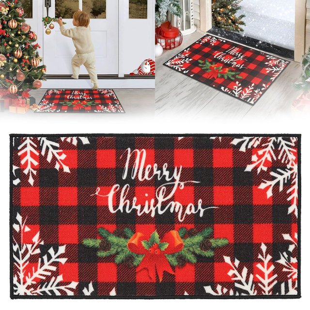 Home Textile Carpet Clearance Christmas Door Mats 60X40Cm Non Slip Dirt Trapper Door Mat Santa Welcome Christmas Mat Washable And Low Profile Winter Doormat Snowflake Door Mat Rugs For Front Back Doo